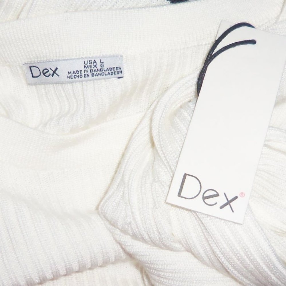 Dex Lightweight Green Ivory Striped Sweater Women’s Large NWT - Picture 4 of 8